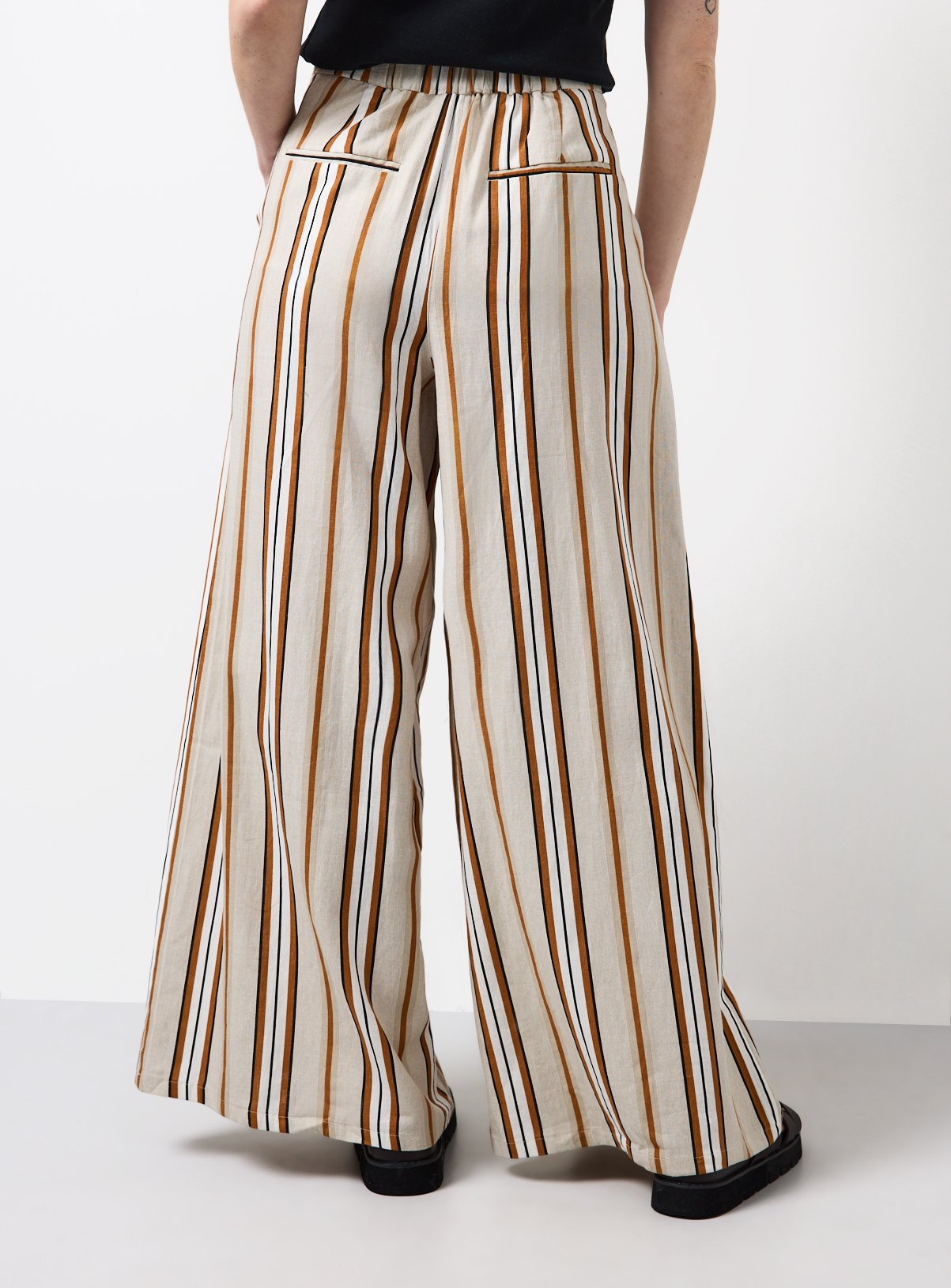 Smart Stripe Linen Blend Co-ord Wide Leg Trousers 12L - Image 4 thumbnail
